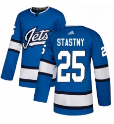 Mens Adidas Winnipeg Jets 25 Paul Stastny Authentic Blue Alternate NHL Jersey 