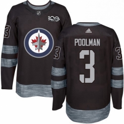 Mens Adidas Winnipeg Jets 3 Tucker Poolman Premier Black 1917 2017 100th Anniversary NHL Jersey 