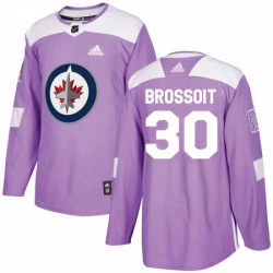 Mens Adidas Winnipeg Jets 30 Laurent Brossoit Authentic Purple Fights Cancer Practice NHL Jersey 