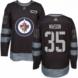 Mens Adidas Winnipeg Jets 35 Steve Mason Premier Black 1917 2017 100th Anniversary NHL Jersey 