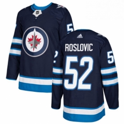 Mens Adidas Winnipeg Jets 52 Jack Roslovic Authentic Navy Blue Home NHL Jersey 