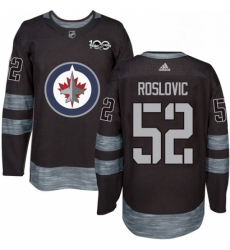 Mens Adidas Winnipeg Jets 52 Jack Roslovic Premier Black 1917 2017 100th Anniversary NHL Jersey 