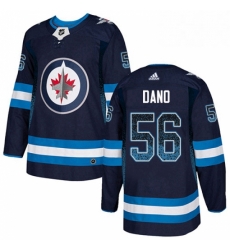 Mens Adidas Winnipeg Jets 56 Marko Dano Authentic Navy Blue Drift Fashion NHL Jersey 