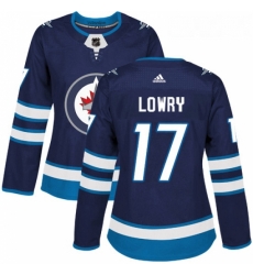 Womens Adidas Winnipeg Jets 17 Adam Lowry Authentic Navy Blue Home NHL Jersey 