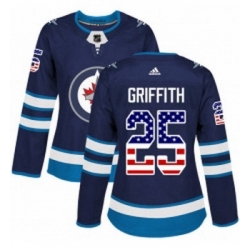 Womens Adidas Winnipeg Jets 25 Seth Griffith Authentic Navy Blue USA Flag Fashion NHL Jersey 