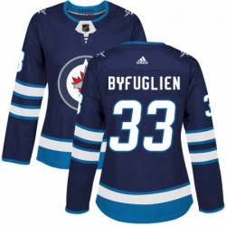 Womens Adidas Winnipeg Jets 33 Dustin Byfuglien Authentic Navy Blue Home NHL Jersey 