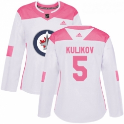 Womens Adidas Winnipeg Jets 5 Dmitry Kulikov Authentic WhitePink Fashion NHL Jersey 