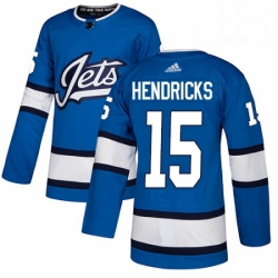 Youth Adidas Winnipeg Jets 15 Matt Hendricks Authentic Blue Alternate NHL Jersey 