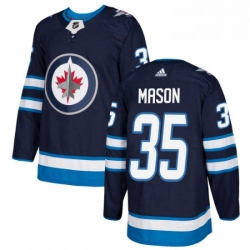 Youth Adidas Winnipeg Jets 35 Steve Mason Authentic Navy Blue Home NHL Jersey 