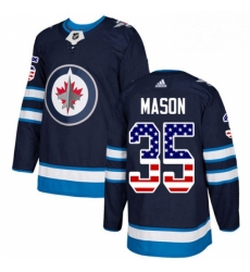 Youth Adidas Winnipeg Jets 35 Steve Mason Authentic Navy Blue USA Flag Fashion NHL Jersey 