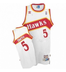 Mens Adidas Atlanta Hawks 5 Josh Smith Swingman White Throwback NBA Jersey