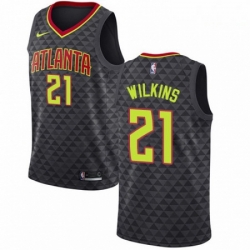 Mens Nike Atlanta Hawks 21 Dominique Wilkins Authentic Black Road NBA Jersey Icon Edition