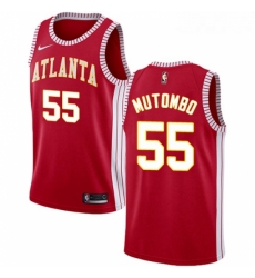 Womens Nike Atlanta Hawks 55 Dikembe Mutombo Swingman Red NBA Jersey Statement Edition 