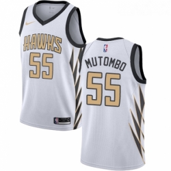 Womens Nike Atlanta Hawks 55 Dikembe Mutombo Swingman White NBA Jersey City Edition 