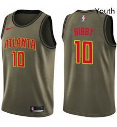 Youth Nike Atlanta Hawks 10 Mike Bibby Swingman Green Salute to Service NBA Jersey