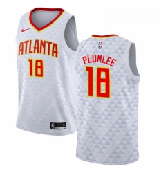 Youth Nike Atlanta Hawks 18 Miles Plumlee Authentic White NBA Jersey Association Edition 