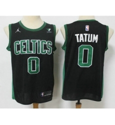 Men Boston Celtics 0 Jayson Tatum Black 2021 Brand Jordan Swingman Stitched NBA Jersey With NEW Sponsor Logo