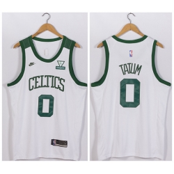 Men Boston Celtics 0 Jayson Tatum White Vistaprint Patch Stitched Jersey