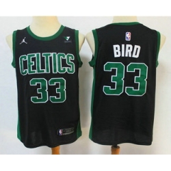 Men Boston Celtics 33 Larry Bird Black 2021 Brand Jordan Swingman Stitched NBA Jersey With NEW Sponsor Logo