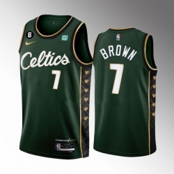 Men Boston Celtics 7 Jaylen Brown Green 2022 23 City Edition No 6 Patch Stitched Basketball Jersey