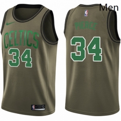 Mens Nike Boston Celtics 34 Paul Pierce Swingman Green Salute to Service NBA Jersey 