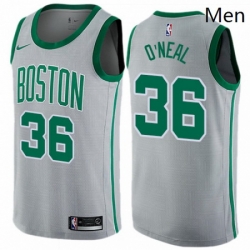 Mens Nike Boston Celtics 36 Shaquille ONeal Swingman Gray NBA Jersey City Edition 