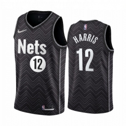 Men Brooklyn Nets 12 Joe Harris Black NBA Swingman 2020 21 Earned Edition Jersey