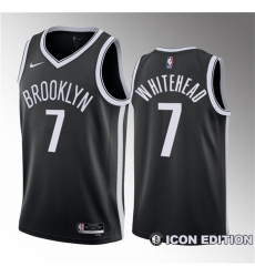 Men Brooklyn Nets 7 Dariq Whitehead Black 2023 Draft Icon Edition Stitched Basketball Jersey