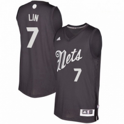 Mens Adidas Brooklyn Nets 7 Jeremy Lin Swingman Black 2016 2017 Christmas Day NBA Jersey