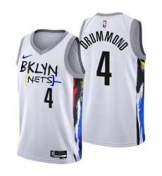 Men's Brooklyn Nets #4 Andre Drummond 2022-23 White City Edition Stitched Basketball Jersey