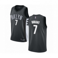 Mens Brooklyn Nets 7 Kevin Durant Authentic Gray Basketball Jersey Statement Edition 