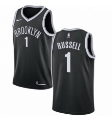 Mens Nike Brooklyn Nets 1 DAngelo Russell Swingman Black Road NBA Jersey Icon Edition