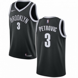 Mens Nike Brooklyn Nets 3 Drazen Petrovic Swingman Black Road NBA Jersey Icon Edition