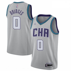 Hornets 0 Miles Bridges Gray Basketball Jordan Swingman City Edition 2019 20 Jersey