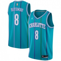 Men Nike Charlotte Hornets 8 Bismack Biyombo Aqua NBA Jordan Swingman Hardwood Classics Jersey