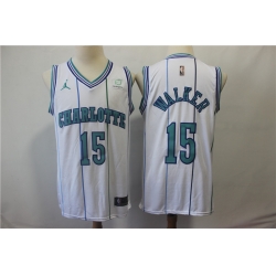 Nike Hornets 15 Kemba Walker White Hardwood Classics Nike Swingman Jersey