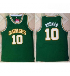 Chicago Bulls 10 Dennis Rodman Green Savage Storm College Stitched NBA Jersey