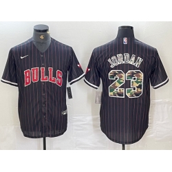 Men Chicago Bulls 23 Michael Jordan Gray Camo Cool Base Stitched Baseball Jersey 5