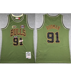 Men Chicago Bulls 91 Dennis Rodman Green 1997 98 Throwback Stitched Basketball Jersey