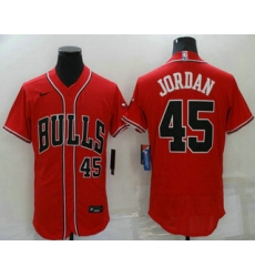 Men's Chicago Bulls #45 Michael Jordan Red Stitched Flex Base Nike Baseball Jersey