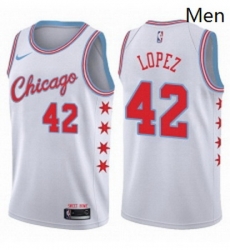 Mens Nike Chicago Bulls 42 Robin Lopez Authentic White NBA Jersey City Edition