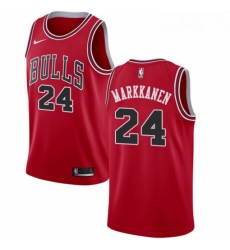 Womens Nike Chicago Bulls 24 Lauri Markkanen Swingman Red Road NBA Jersey Icon Edition