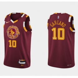 Men Cleveland Cavaliers 10 Darius Garland Wine Red 2021 2022 75th Anniversary City Edition Swingman Stitched Jersey