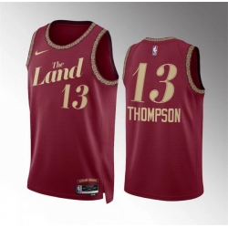 Men Cleveland Cavaliers 13 Tristan Thompson Wine 2023 24 City Edition Stitched Jersey