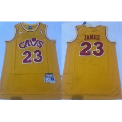 Men Cleveland Cavaliers 23 LeBron James Yellow Throwback Stitched Jersey Men Cleveland Cavaliers 23 LeBron James Yellow Throwback Stitched Jersey