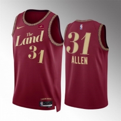 Men Cleveland Cavaliers 31 Jarrett Allen Wine 2023 24 City Edition Stitched Jersey