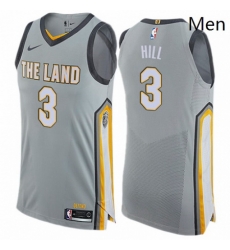 Mens Nike Cleveland Cavaliers 3 George Hill Authentic Gray NBA Jersey City Edition 