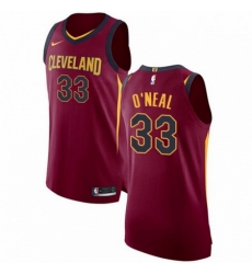 Mens Nike Cleveland Cavaliers 33 Shaquille ONeal Authentic Maroon Road NBA Jersey Icon Edition