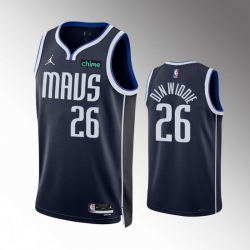 Men Dallas Mavericks 26 Spencer Dinwiddie Navy Statement Edition Stitched Basketball Jersey