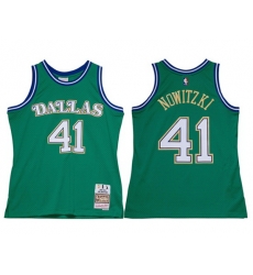 Men Dallas Mavericks 41 Dirk Nowitzki Green Stitched Jersey